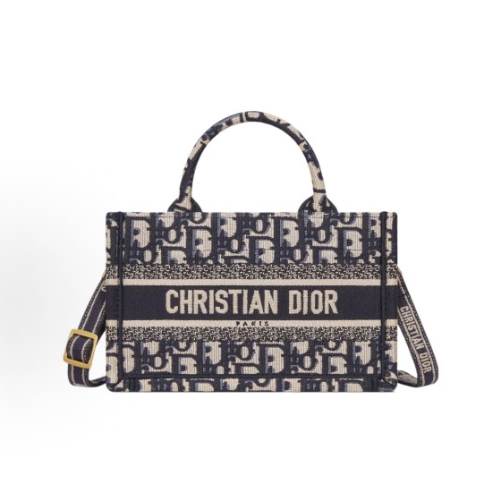 DIOR迪奥 BookTote 印花 刺绣 ⼿提包 迷你 ⼥款 蓝色拼米色